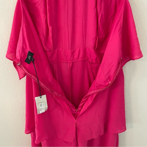 River Island Hot Pink Halter Ruffle Jumpsuit Pants Suit Size 14 - Picture 9 of 10